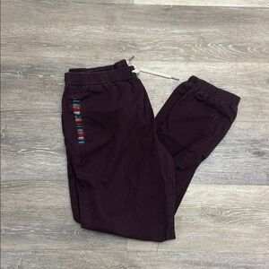 Wowie Men's Rambler Merlot Chino Joggers With Pocket Accents Size Medium
